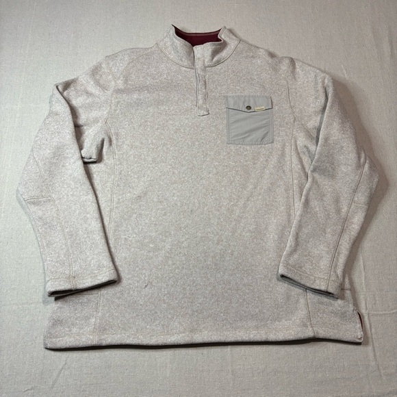 Woolrich 1/4 Snap Button Pullover Sweater Men’s XL X-Large Fleece Oatmeal Color - Picture 1 of 5